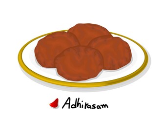 Adhirasam indian Sweet Dish Food Vector