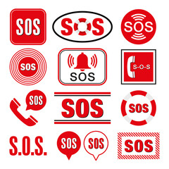 SOS EMERGENCY ICONS VECTOR SET