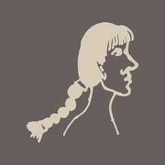 Half face silhouette. Vector hand drawn ink illustration. People's head side view. Simple line art portrait