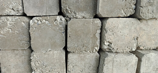 Many cement pillars lined up