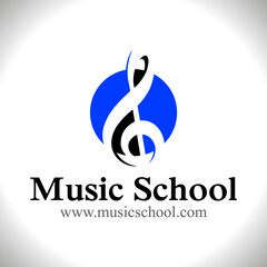 Logo musique école magasin clé de sol