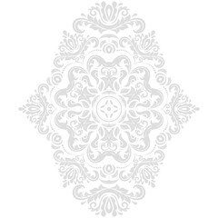 Oriental pattern with arabesques and floral elements. Traditional classic ornament. Vintage light silver pattern with arabesques