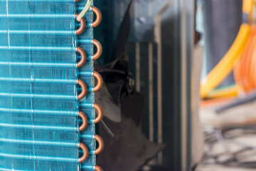 Fototapeta na wymiar The air conditioner coil is a part of the system where the refrigerant absorbs heat.