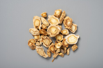 top view herb medicine JieGeng or Platycodonis Radix or Balloonflower Root