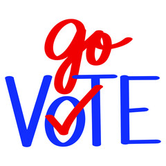 Go Vote! lettering text design. 2020 presidential campaign in the United States.