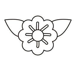 beautiful flower and leafs garden line style icon