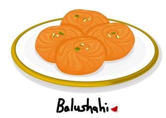Balushahi indian Sweet Dish Food Vector