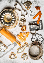 Christmas background - preparing for baking Christmas cookies