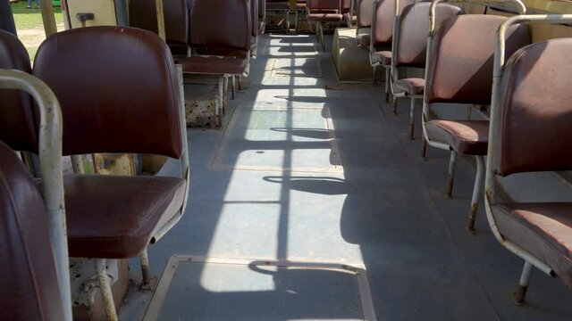 The look inside the big bus on the garage area
