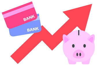 貯金上昇のイメージ　ベクターイラスト