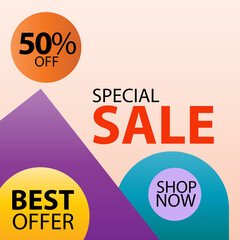 Special Sale 50% off Shop Now Best Offer Vector Template Design Illustration