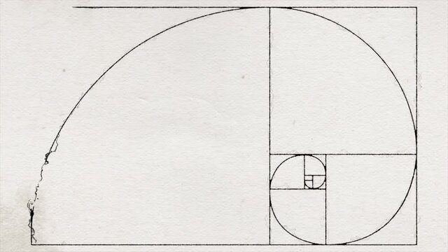 Golden Ratio On Old Vintage Ink Paper Background Animation/ 4k animation of a golden ratio scheme, on vintage grunge old ancient paper background, with textures and patterns ink