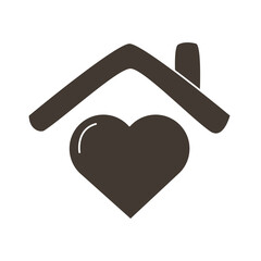 heart love in house silhouette style icon