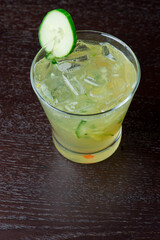 Cocktails. Traditional American drinks made by artisanal bartenders or mixologists in speakeasy & upscale bars or dives or taverns.Cocktails served in chilled cocktail glasses & garnished with fruit.