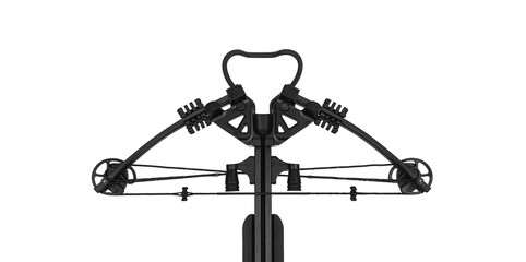 Modern black crossbow isolate on a white back. Quiet weapon for hunting and sports.