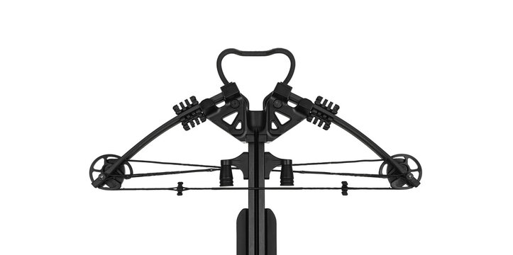 Modern black crossbow isolate on a white back. Quiet weapon for hunting and sports.
