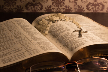 Holy bible and rosary 