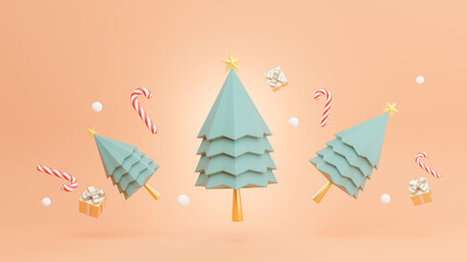 3d render of christmas tree with decoration