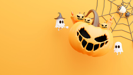 3d render of pumpkin at halloween day with decoration