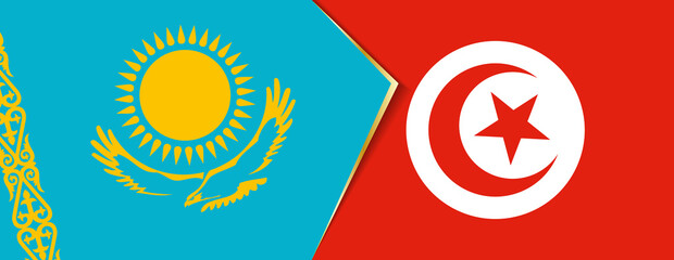 Kazakhstan and Tunisia flags, two vector flags.