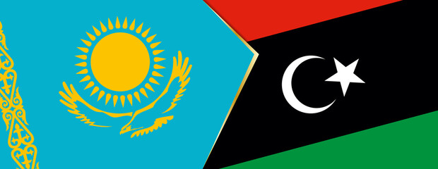 Kazakhstan and Libya flags, two vector flags.