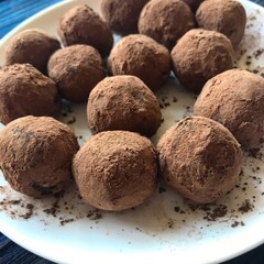 Handmade chocolates on a plate