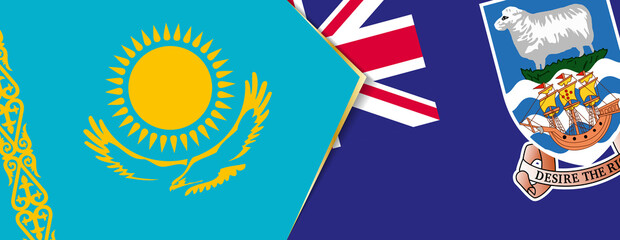 Kazakhstan and Falkland Islands flags, two vector flags.