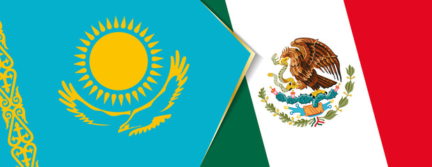 Kazakhstan and Mexico flags, two vector flags.