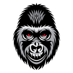Vector color illustration with gorilla head. White background