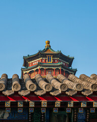 The Tower of Buddhist Incense of the Summer Palace. Text in the picture is the Chinese name of the tower.