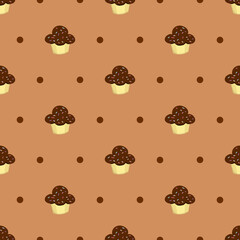 seamless pattern chocolate cupcake vector design for wallpaper, fabric, etc.