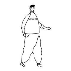 young man male walking avatar character line style