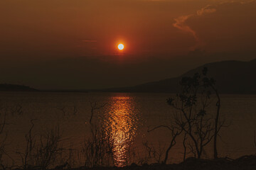 sunset over the river