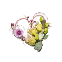 Heart of flowers on a white background