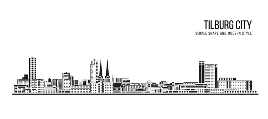 Naklejka premium Cityscape Building Abstract shape and modern style art Vector design - Tilburg city