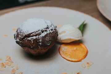 chocolate cake with cream and chocolate