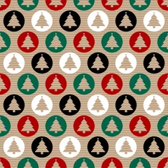 Endlosmuster Kraftpapier Kreise Weihnachtsbäume Rot Grün Schwarz Weiß © Jan Engel