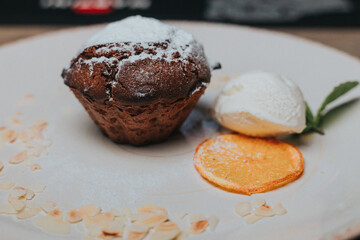 chocolate cake with cream and chocolate
