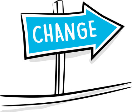 Strichzeichnung Schild Weg Change, abstraktes Symbol Coaching, Hilfe, Problem, Lösung, Consulting, Mentoring