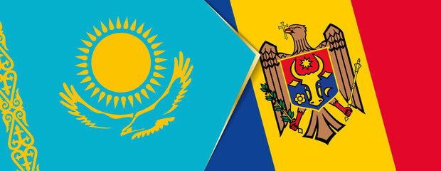 Kazakhstan and Moldova flags, two vector flags.