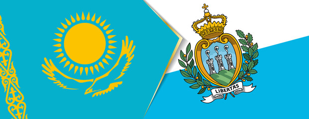 Kazakhstan and San Marino flags, two vector flags.