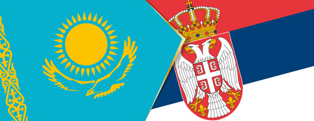 Kazakhstan and Serbia flags, two vector flags.