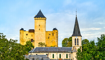 Castle and church in Mauvezin - Hautes-Pyrenees, Occitanie, France