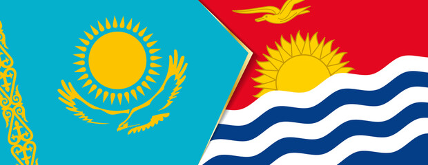 Fototapeta na wymiar Kazakhstan and Kiribati flags, two vector flags.