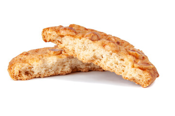 Tasty cookies with peanuts and honey baked isolated on the white