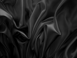 Fototapeta premium Beautiful elegant dark silver grey or black satin silk luxury cloth fabric texture, abstract background design.