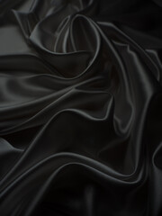 Fototapeta premium Beautiful elegant dark silver grey or black satin silk luxury cloth fabric texture, abstract background design.