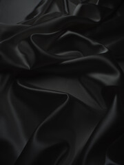 Beautiful elegant dark silver grey or black satin silk luxury cloth fabric texture, abstract background design.