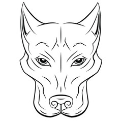 Simple vector image of an American pit bull Terrier. Vector isolated illustration in black color on white background. Image for design and tattoo.
