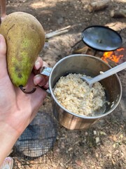 cooking meat in a pan